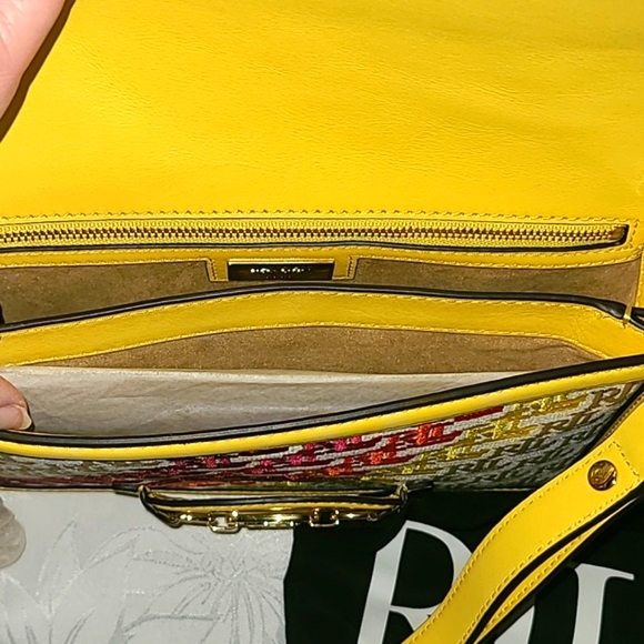 Lauren Ralph Lauren Transition Monogram Multi Yellow Crossbody - Picture 7 of 10